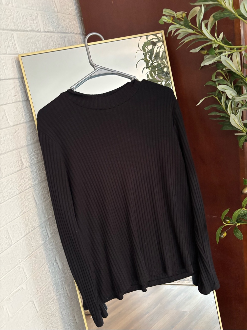 Liverpool Black Ribbed Long-Sleeve Top